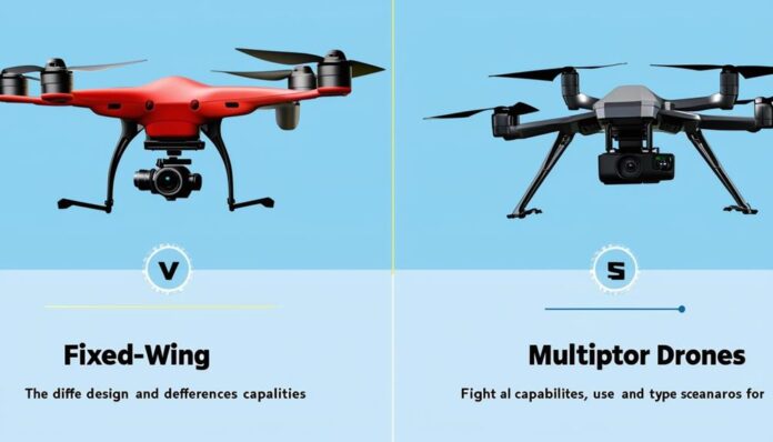 drones de asa fixa vs drones multirotores